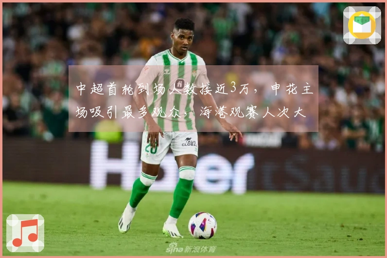 中超首轮到场人数接近3万，申花主场吸引最多观众，海港观赛人次大幅增加